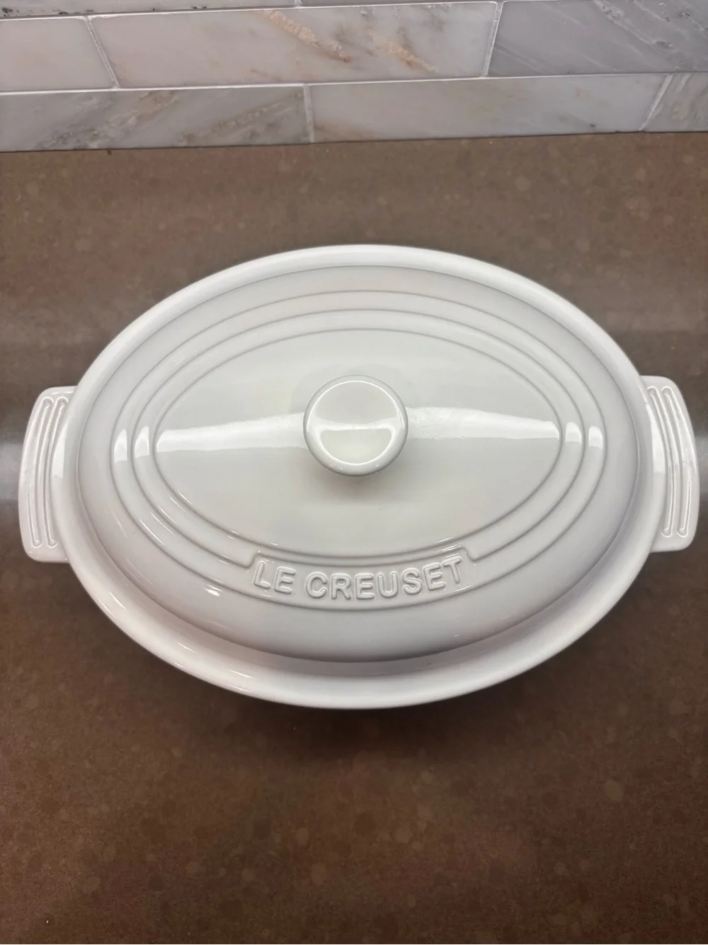 Le Creuset White Oval Covered Casserole Dish
